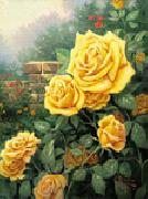 unknow artist Yellow Roses in Garden Germany oil painting artist